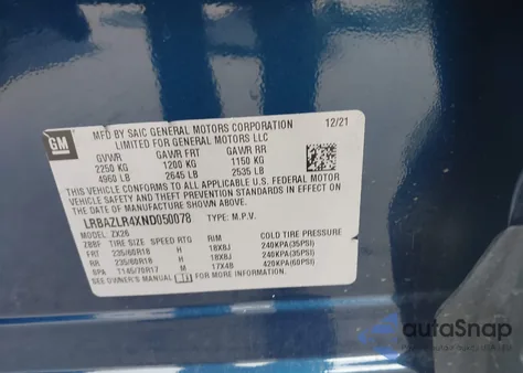 2022 Buick Envision Fwd Preferred z USA, uszkodzony, nr VIN LRBAZLR4XND050078